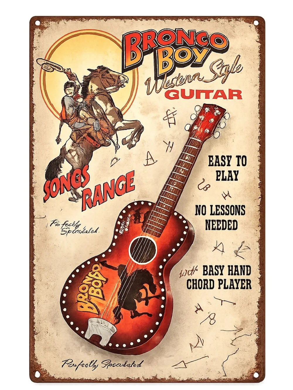NEW Bronco Boy Guitar Metal Sign